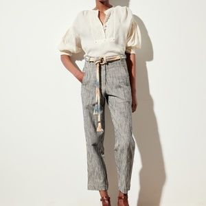 Sessun Hadley Coutil Striped Linen Blend Pants Size 36